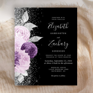 Orçamento Floral Roxo Brilho Prata Preto Casamento