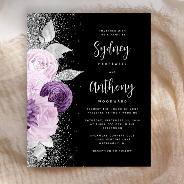 Orçamento Floral Roxo Prata Preto Casamento Roteir (Criador carregado)
