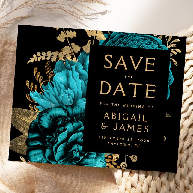 Orçamento Floral Turquesa Dourado Casamento Salvar (Criador carregado)