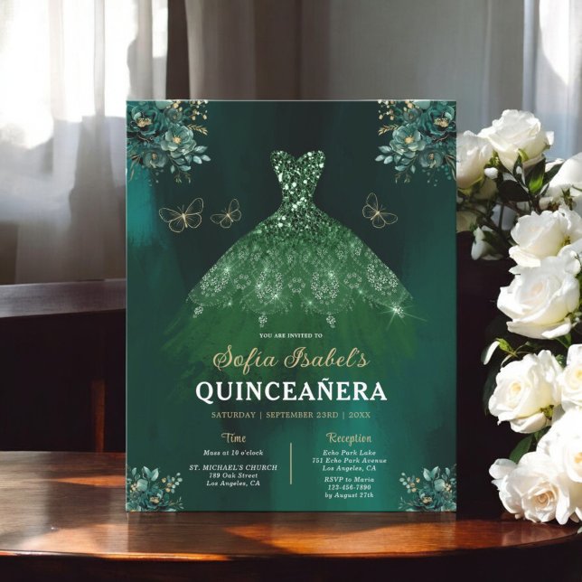 Orçamento Floral Verde Bilíngue Espanhol Quinceane (Criador carregado)