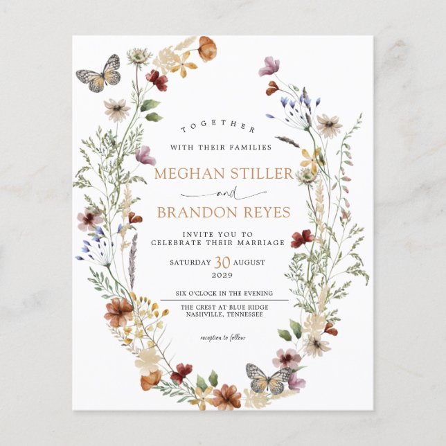 Orçamento - Flores Flóridas Convite para Casamento (Frente)