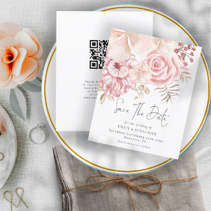 Orçamento Flores Rosa Pó QR Code Salve a Data