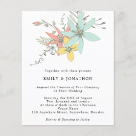 Orçamento Folha Folha Coral Casamento Teal Convite