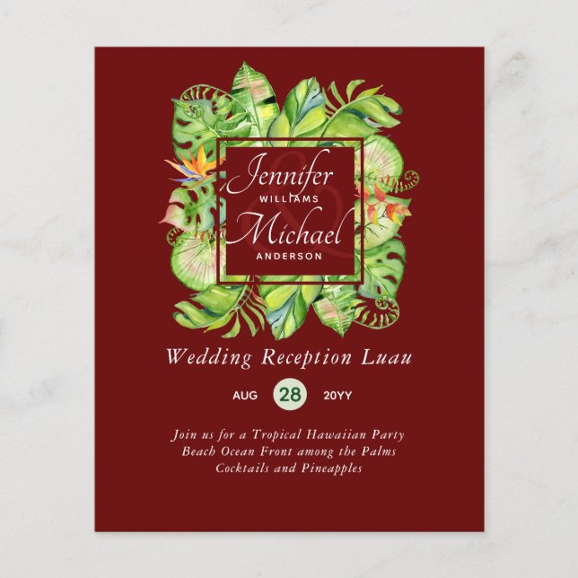 Orçamento Folhas Tropicais Luau Recepção de casame (Frente)