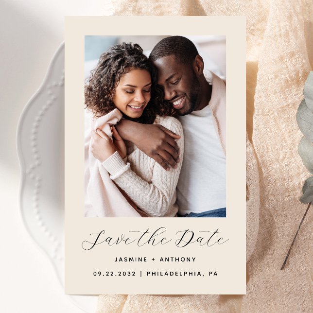 Orçamento Foto Bege Save the Date (Criador carregado)
