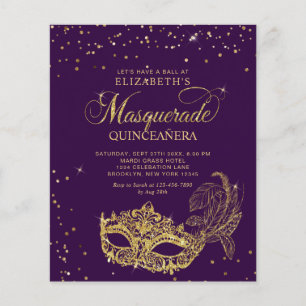 Orçamento Foto Roxo Dourado Máscara Quinceañera