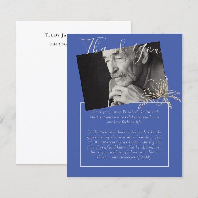 Orçamento Funeral Obrigado Foto Blue Lilly (Frente/Verso)