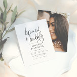 Orçamento Futuro Sra. White Brunch e Foto de Bubbl<br><div class="desc">Este chá de panela apresenta caligrafia chic, tipografia moderna e uma foto personalizada. Escolhemos esta combinação clássica de preto e branco para noivas que querem um olhar chico e minimalista. No topo do cartão, "brunch bubble" é manuscrito à mão num estilo de letra moderno, com o nome da noiva em...</div>