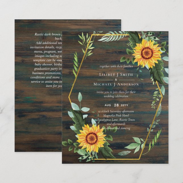 ORÇAMENTO Girassóis Rústicos Folhagens Casamento (Frente/Verso)