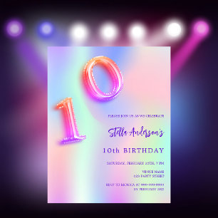 Orçamento Holográfico de 10 anos, roxo e rosa