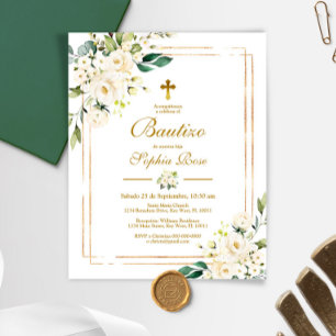 Orçamento Invitación de Rosas Blancas para Bautizo