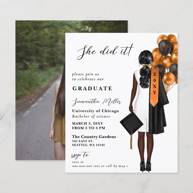 Orçamento Laranja Foto Que Ela Fez Graduação (Frente/Verso)