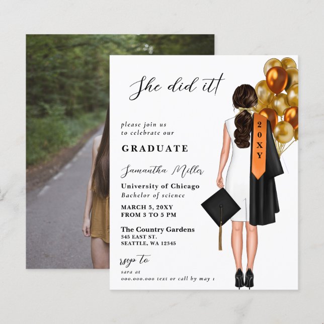 Orçamento Laranja Simples Foto Que Fez Graduação (Frente/Verso)