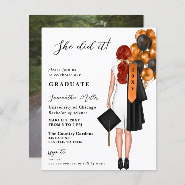 Orçamento Laranja Simples Foto Que Fez Graduação (Frente/Verso)