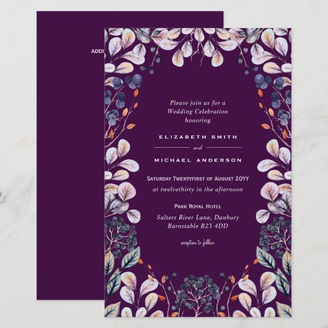 ORÇAMENTO Lavanda Roxa Deixa Convites de casamento (Frente/Verso)