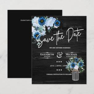 Orçamento LeahG Salvar Data Floral Azul Preto