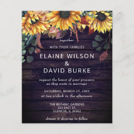 Orçamento Madeira Púrpura Girassóis Invitação Casa