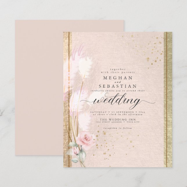 Orçamento, mas belo luxo Pink Pampas Grama (Frente/Verso)