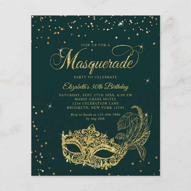 Orçamento Máscara de Ouro Esmeralda Aniversário Fo (Frente)