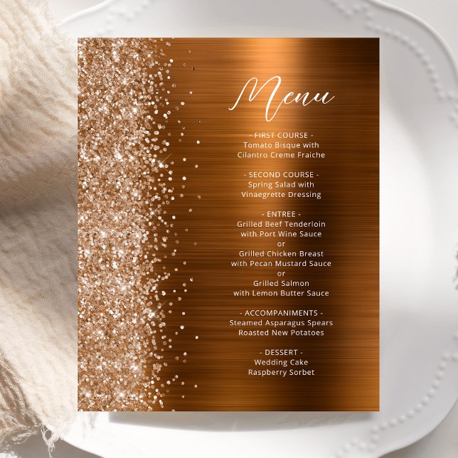 Orçamento Menu de Casamento Glam Glitter Cobre (Criador carregado)