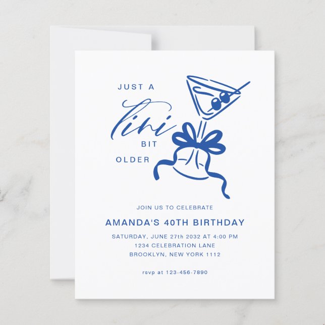 Orçamento Minimalista Martini Azul Aniversário  (Frente)