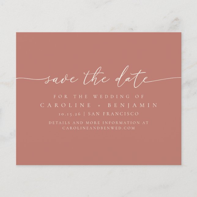 Orçamento Minimalista Terracota Script Save The Da (Frente)