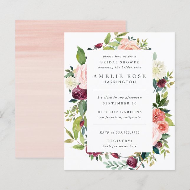 Orçamento Moderno de Grinalda de Peônias e Rosas p (Frente/Verso)