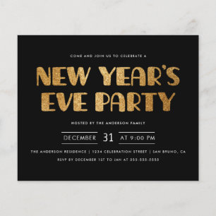 Orçamento Moderno e Dourado Glitter do Ano Novo