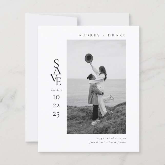ORÇAMENTO Moderno Limpo Casamento Foto Preto e Bra (Frente)