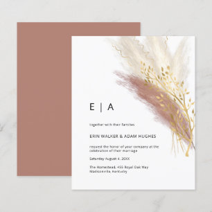 Orçamento Moderno Monograma Boho Rosa Pampas Dour