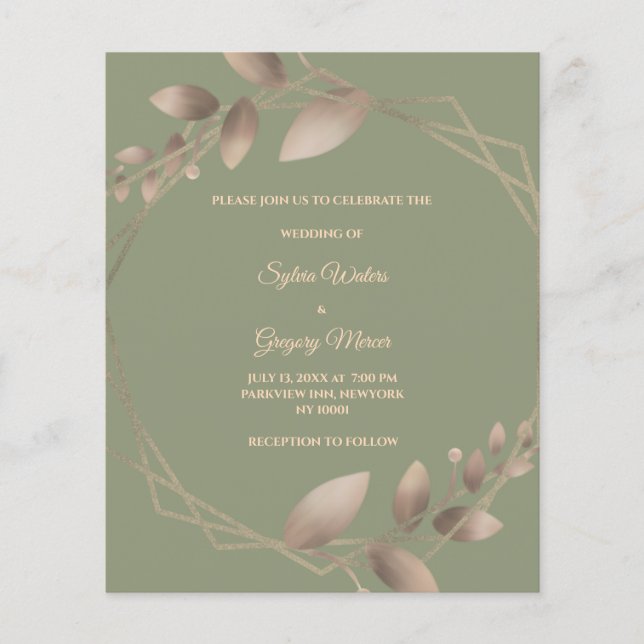 Orçamento Moderno Simples verde salvia dourado bot (Frente)