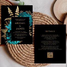 Orçamento Moody Floral Turquesa Dourada Código QR