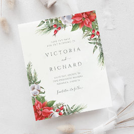 Orçamento Natal Poinsettia Winter Salvar Data