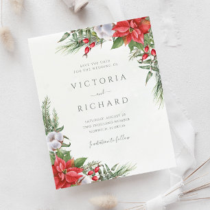 Orçamento Natal Poinsettia Winter Salvar Data