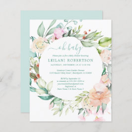Orçamento Oh Baby Floral Wreath Chá Convite