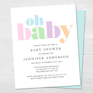 Orçamento Oh Baby Modern Chá de fraldas Convite