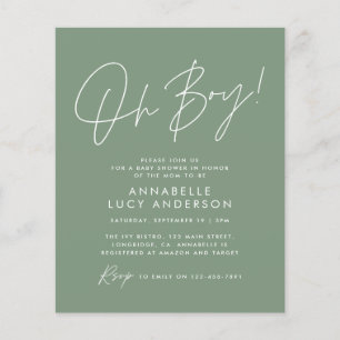 orçamento oh Boy chá de fraldas script verde elega