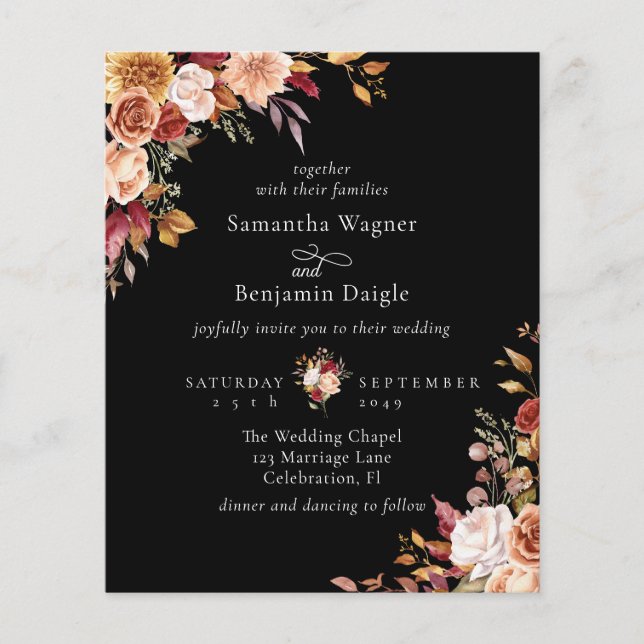 Orçamento Outono Floral Preto Casamento (Frente)