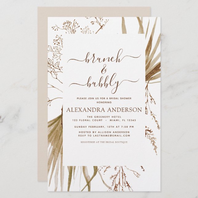 Orçamento Pampas Grass Boho Brunch e Bubble (Frente/Verso)