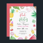 Orçamento Partido da Piscina Moderna Verão Doce 16<br><div class="desc">Uma piscina moderna e quic no verão recebeu o convite de aniversário para dezesseis doces com elementos de cor-de-água coloridos e divertidos,  como folhas tropicais,  coco,  óculos de sol,  abacaxi,  picolés,  conchas,  conchas,  câmera,  flores,  abacate,  melancia,  rosquinha,  cereja e bebida de coquetel.</div>