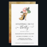 Orçamento Passando Para 30 Saltos Dourados Florais<br><div class="desc">Moderno, elegante, "Indo para 30" Convite de aniversário Chic Floral Dourado Heels com o nosso glamouroso brilho de ouro a aquarelas de alto salto cercado por flores tropicais cor-de-rosa e verde. O fundo é uma luxuosa lavagem de ouro a aquarela. Fácil de personalizar com suas informações para um convite de...</div>