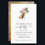 Orçamento Passando Para 40 Saltos Dourados Florais<br><div class="desc">Moderno, elegante, "Indo para 40" Convite de aniversário Chic Floral Dourado Heels com o nosso glamouroso brilho de ouro a aquarelas, alto salto cercado por flores tropicais cor-de-rosa e verde. O fundo é uma luxuosa lavagem de ouro a aquarela. Fácil de personalizar com suas informações para um convite de aniversário...</div>