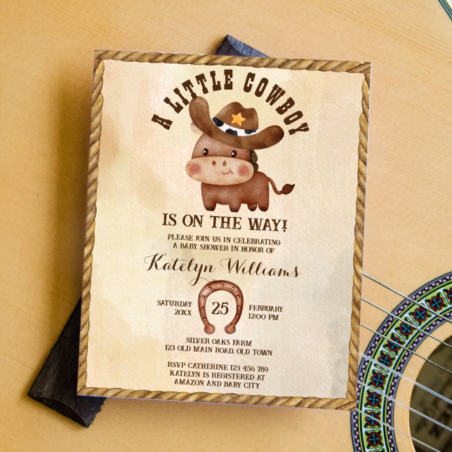 Orçamento Pequeno cowboy fofo chá de fraldas (Criador carregado)