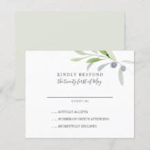 ORÇAMENTO Pintado Folhas de Oliva RSVP de Casament