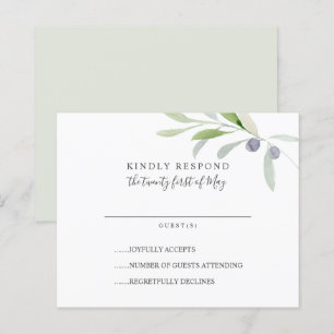 ORÇAMENTO Pintado Folhas de Oliva RSVP de Casament