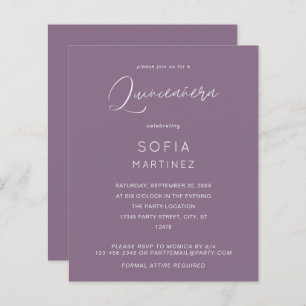 Orçamento Plum Roxo MOD Caligrafia Quinceanera