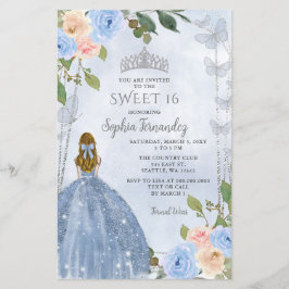 Orçamento Po dusty blue Floral Princesa Sweet 16
