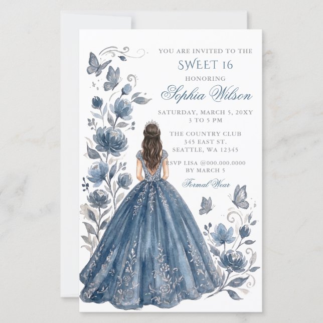 Orçamento Prata Azul Floral Princesa Doce 16 (Frente)