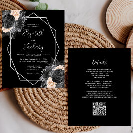 Orçamento Prata Pêssego Preto Floral Código QR Cas