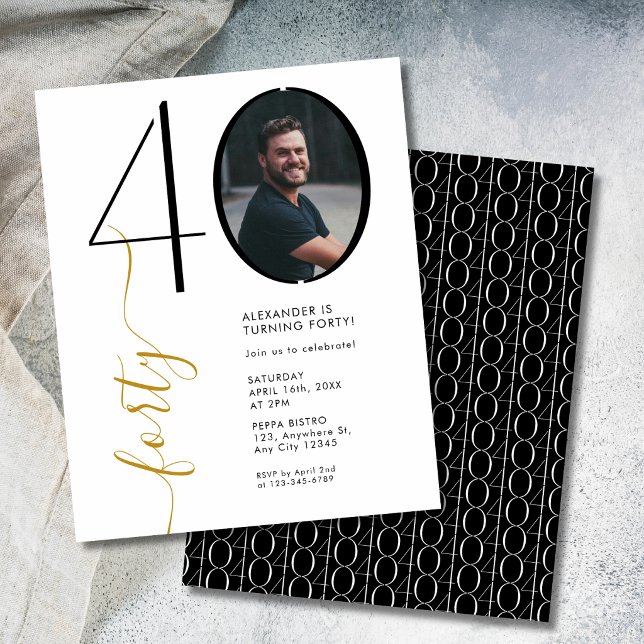Orçamento Preto Branco Dourado 40º Aniversário Fot (Criador carregado)